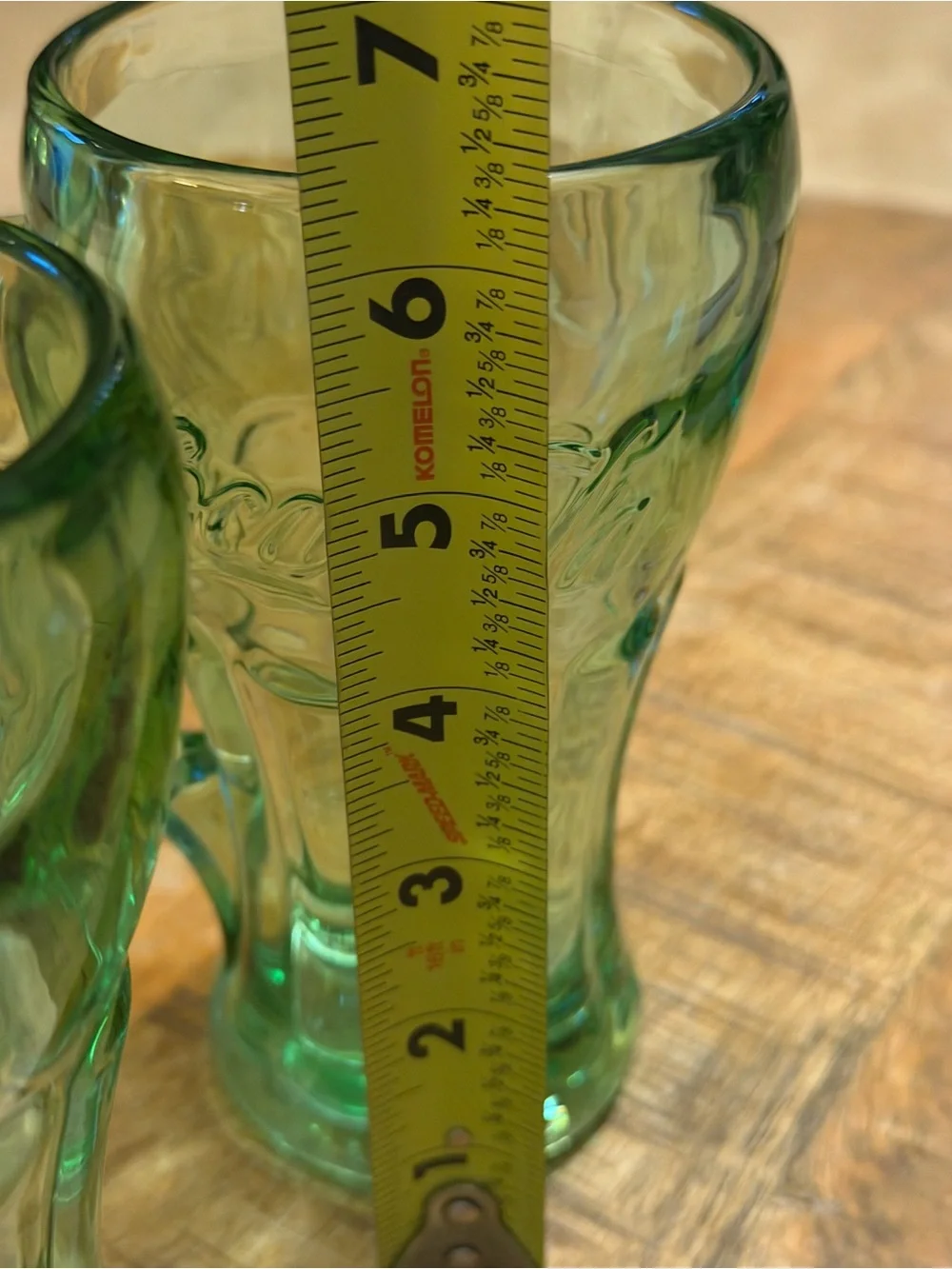 2 Vtg LIBBEY Coca Cola Coke Logo Heavy Green Glass Mugs With Handle Drink ware